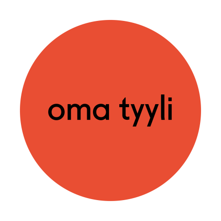 Punaisen ympyrän sisällä lukee mustalla "oma tyyli". 