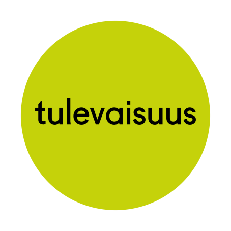 VIhreä ympyrä, jonka sisällä lukee mustalla tekstillä "tulevaisuus". 